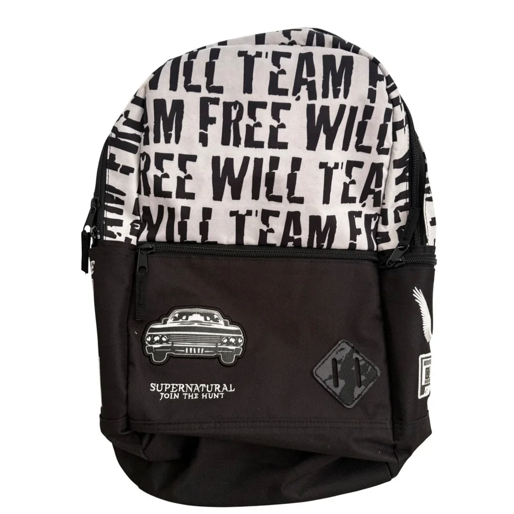 Supernatural Join The Hunt Team Free Will Laptop Backpack Black White Impala